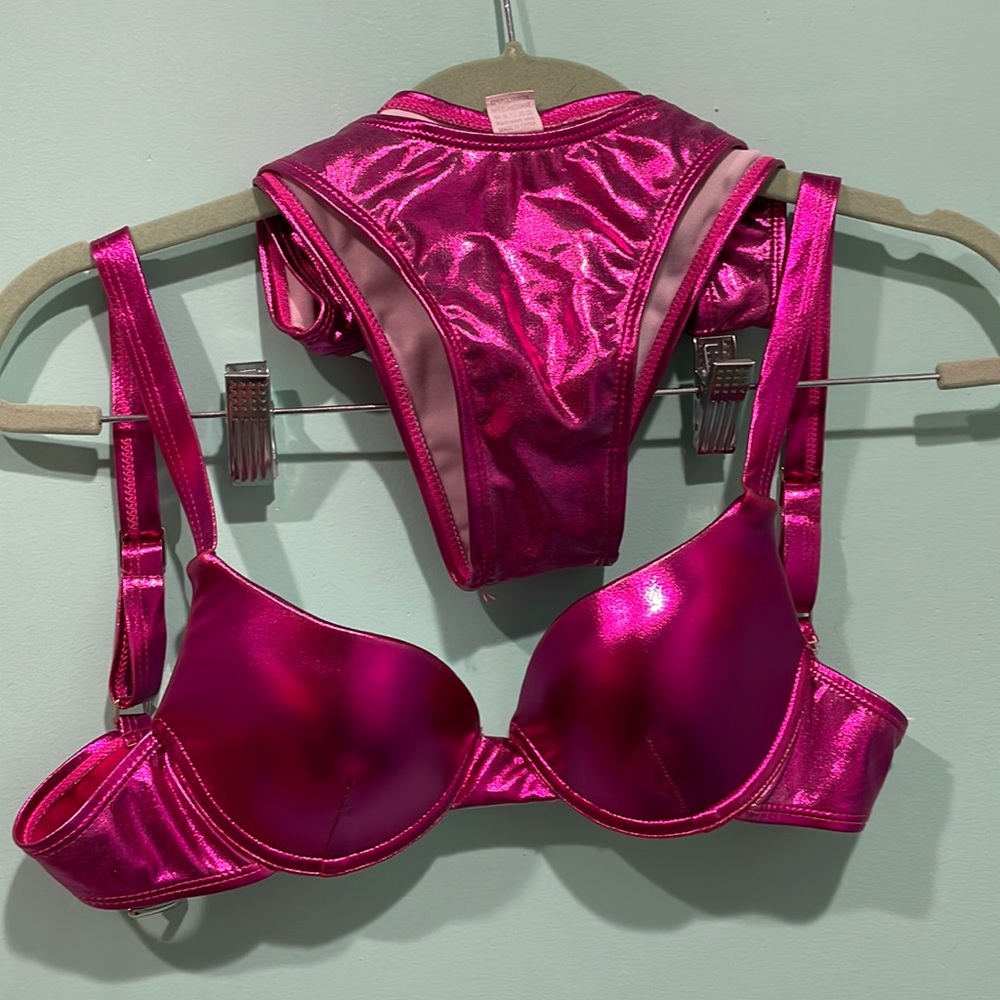 Pink chrome bathing suit set